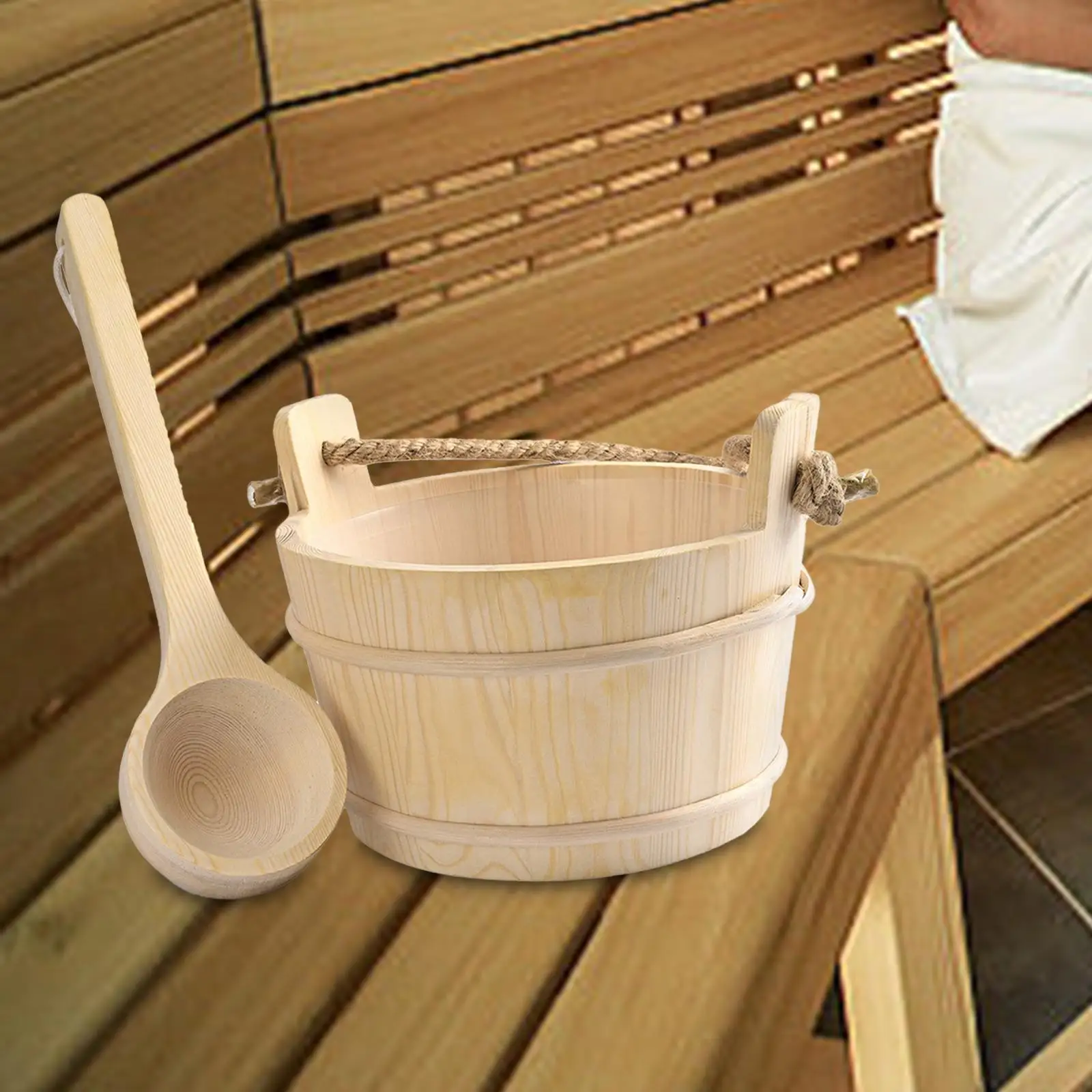 4L Wooden Sauna Barrel with Spoon Portable Sauna Room Steaming Bathroom SPA Accessory Tools Beneficial Skin Weight Loss Barrel