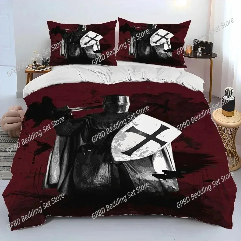 Cavalier Knight Templar Crusaders Comfortable Duvet Quilt Cover Pillowcase Bedding Set Children Bedroom Decoration Home Textile