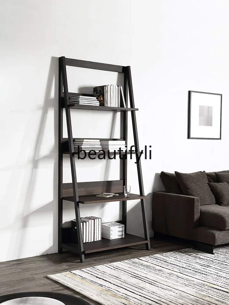 

FH Italian Style Modern Living Room Storage Bookcase Nordic Minimalist Study Solid Wood Shelf