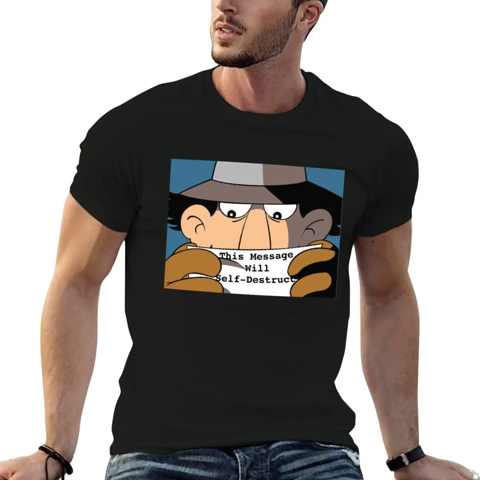 Inspector Gadget Wowzers Self Destruct Message Vintage Funny Humor T-Shirt anime stuff vintage clothes Men's clothing