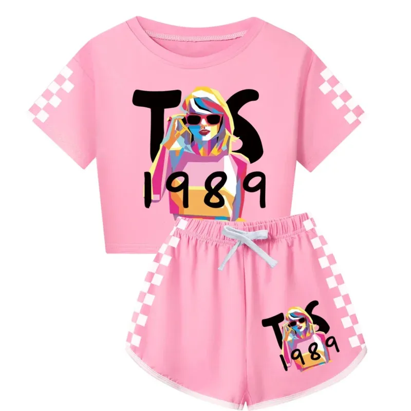 Nuevo 2025 trajes de verano para niñas, camiseta deportiva para niños, pantalones cortos, conjunto de 2 piezas, ropa para niños, trajes cómodos eqs9X