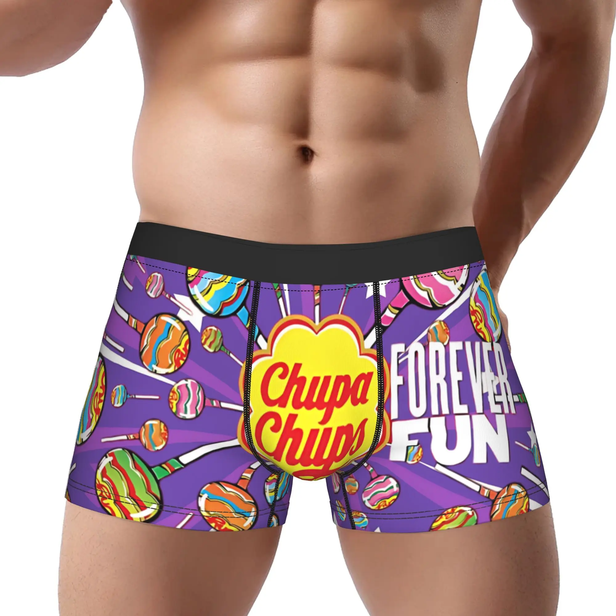 

adults 18 plus chupa chups lollipop logo Underpants Homme Panties Man Underwear Comfortable Shorts Boxer Briefs