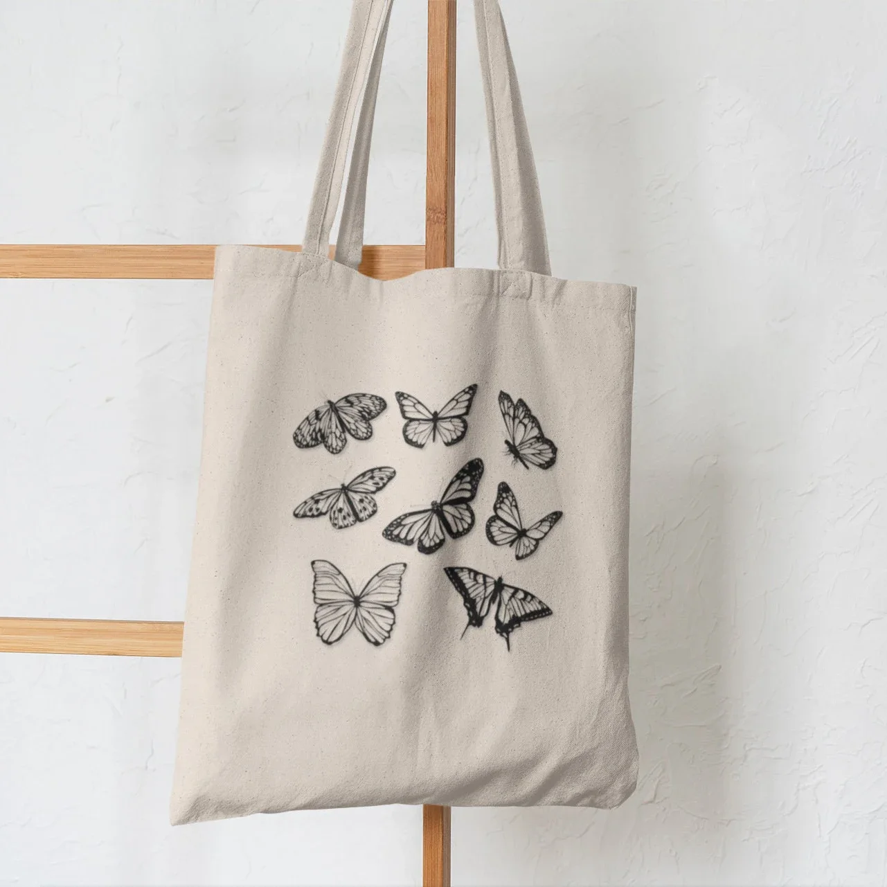 Women Shopper Bag Printed Butterfly  Tote Bag Shopping Bag Canvas Shopper Bag Girl Handbag Tote Shoulder Lady Bag