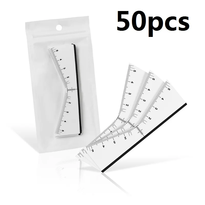 

50PCS Microblading Eyebrow Stencil Sticker Tattoo Location Shaping Measuring Brow Disposable Self-adhesive Ruler Professional