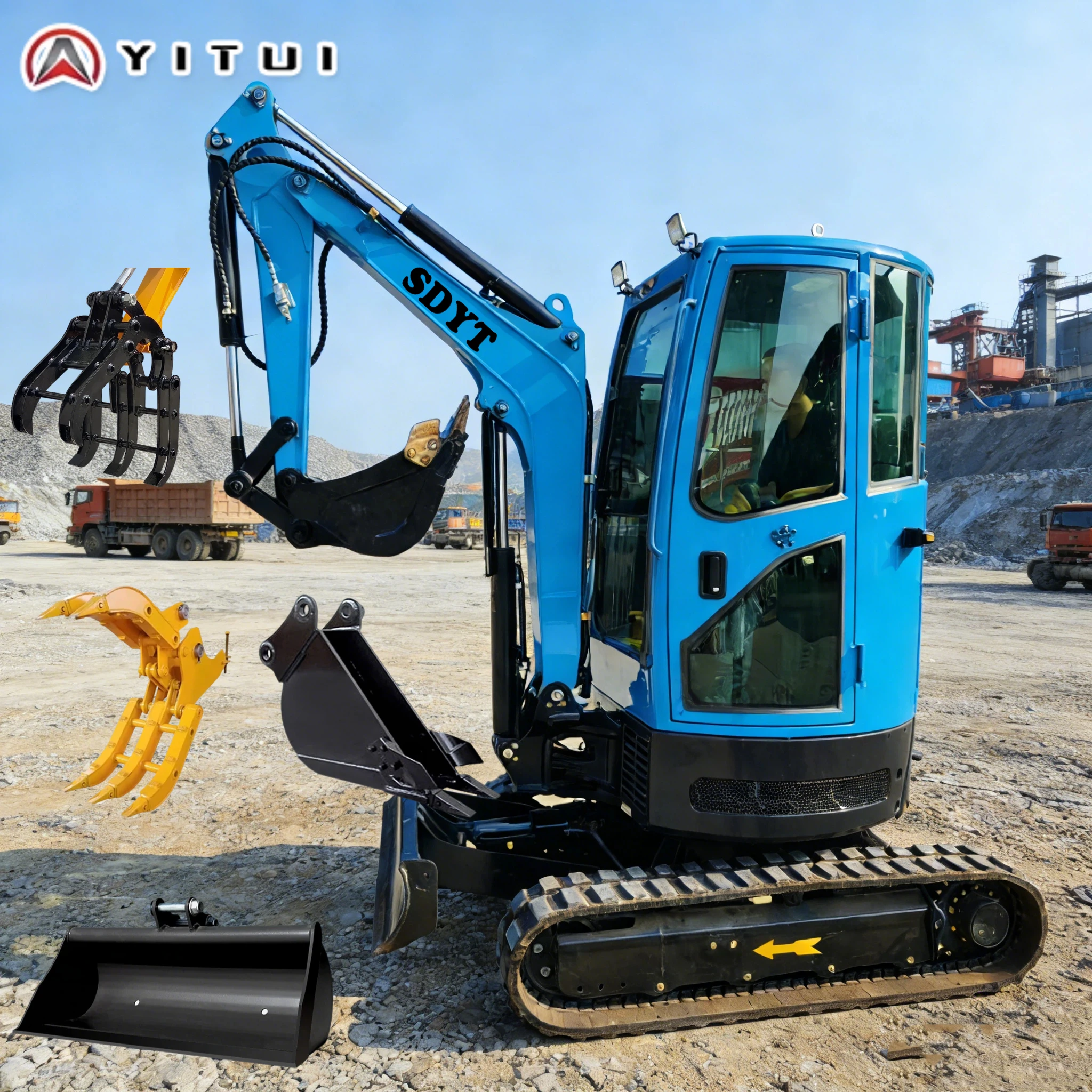 

High Power Hydraulic 2.6 Ton Customized Mini Excavator For Home Garden Farm Anti-Slip And Wear-Resistant Track Foldable Boom
