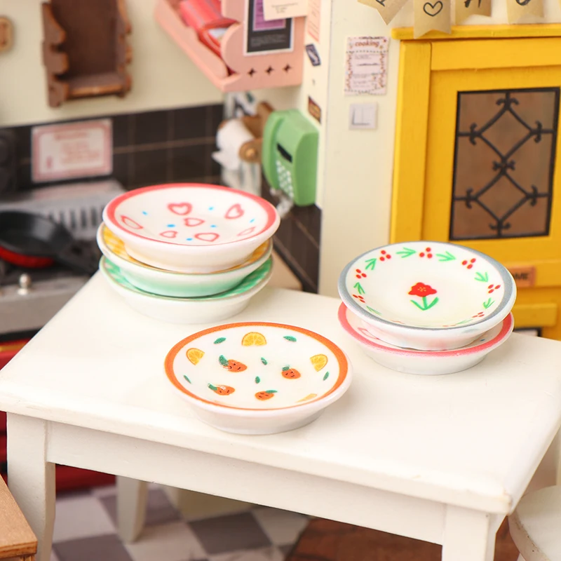 5 pçs 1/12 casa de bonecas mini pratos pratos modelo casa de bonecas simulação cozinha decoração casa bonecas acessórios fingir jogar brinquedos