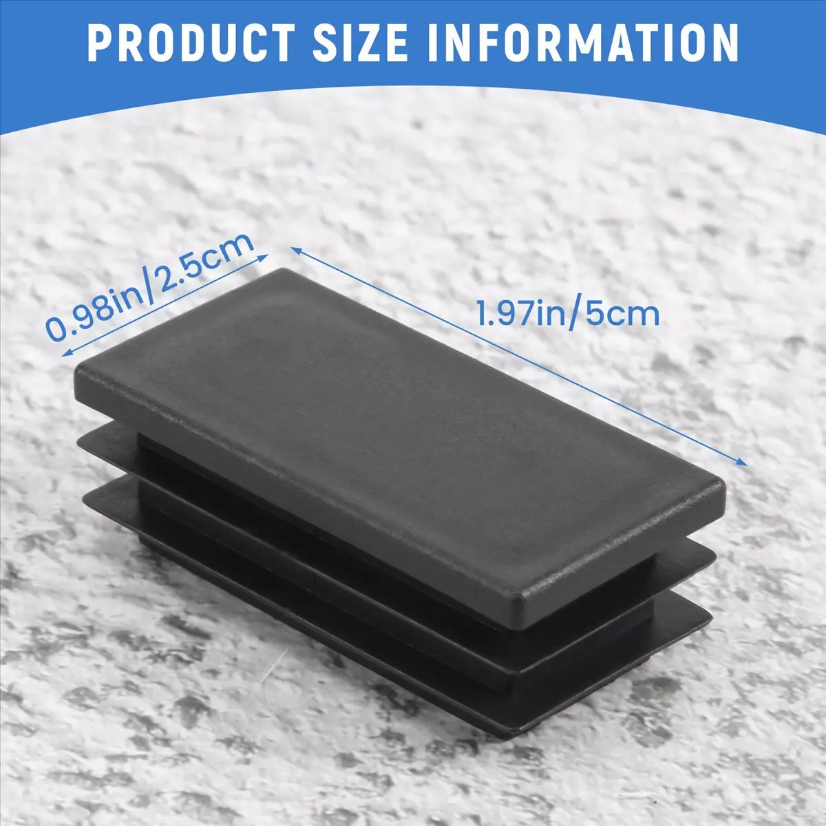 Plastic Rectangle Blanking End Tube Caps Inserts 25x50mm 30pcs Black &LICG