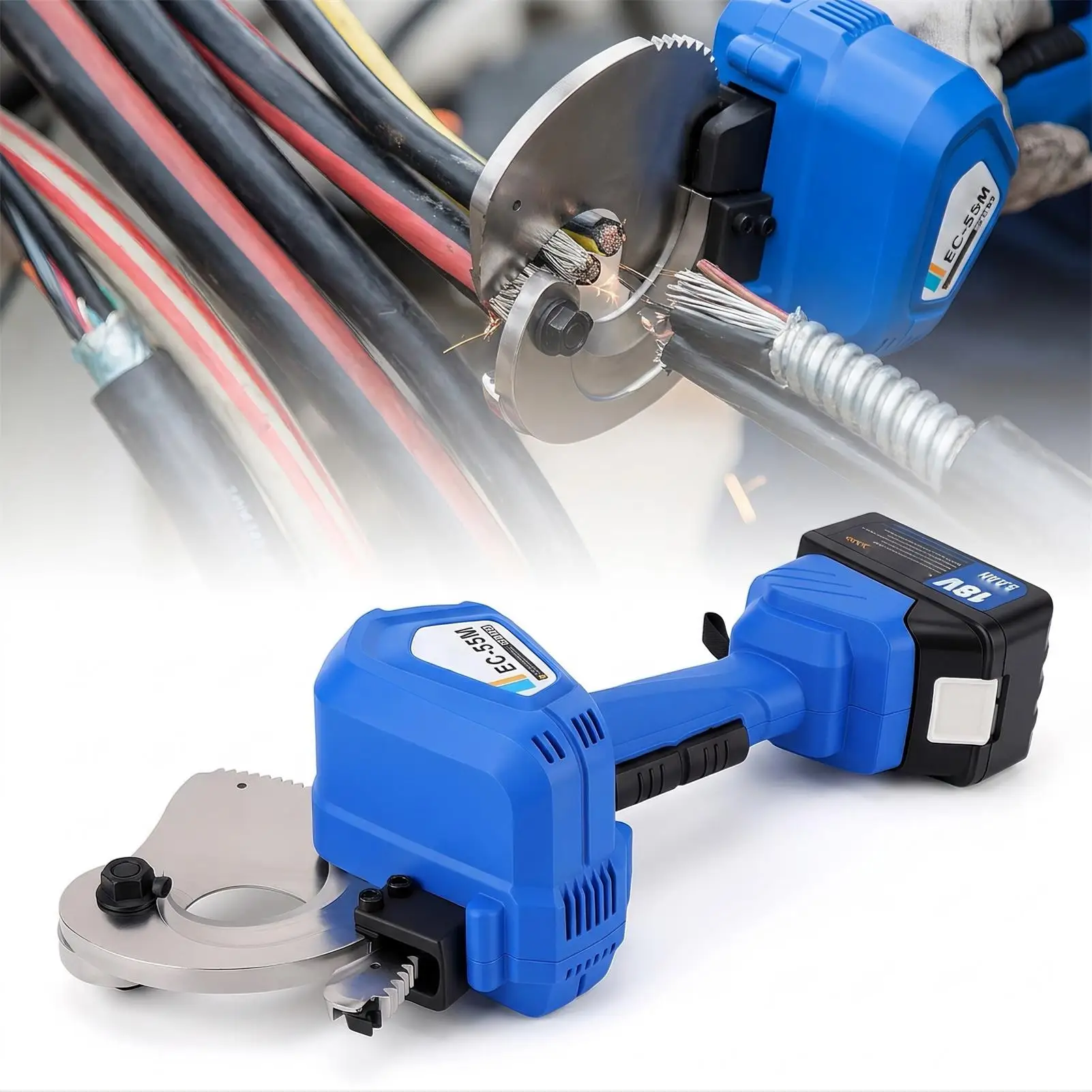 Heavy Duty Electric Ratcheting Cable Cutter Cordless Cable Cutting Machine for Outer Diameter Under 50mm Copper and Aluminum