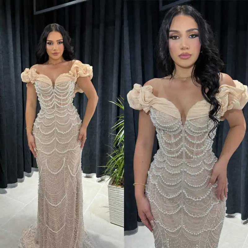 

Элегантные вечерние платья с блестками и жемчугом Иллюзия без рукавов Платье русалки для выпускного вечера Индивидуальное вечернее платье длиной до пола