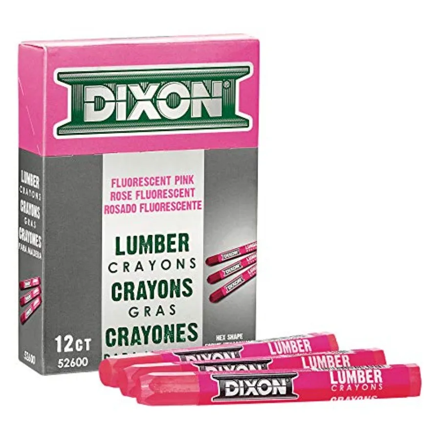 

Industrial Lumber Marking Crayons, 4.5" x 1/2" Hex, Pink, 12-Pack 52600
