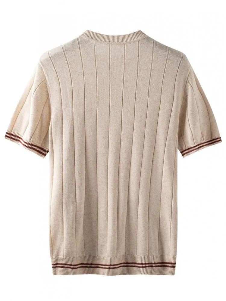 Streetwear Mens Breathable Slim Tees Male Short Sleeve Thin Knit T-Shirt Fashion Casual O Neck T-Shirts Pullover Tops Hot Sale