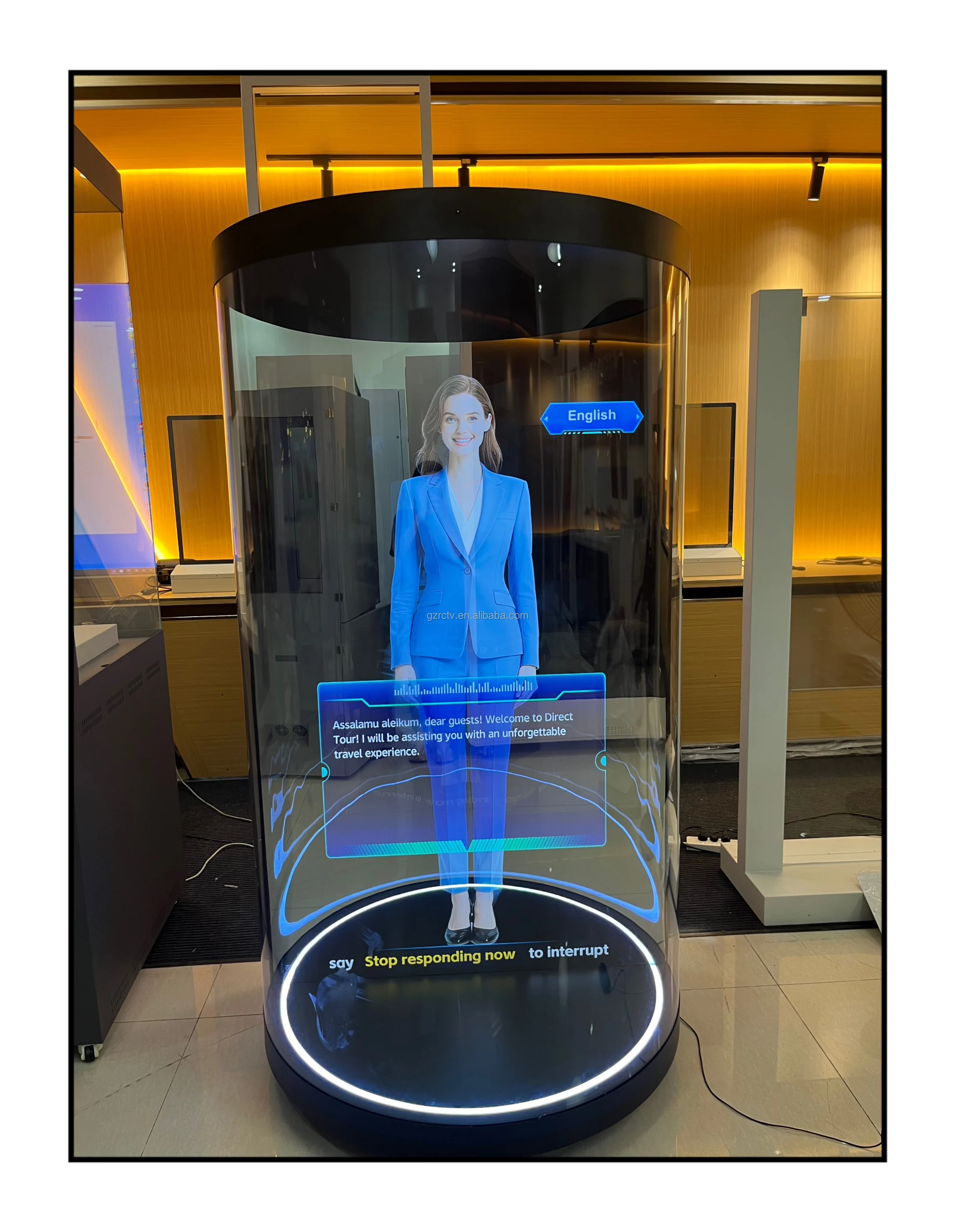 75 Inch 4K AI Digital Interactive Voice 3D Hologram, Naked Holo Tube 3D Holographic LCD for Indoor OEM, AliExpress
