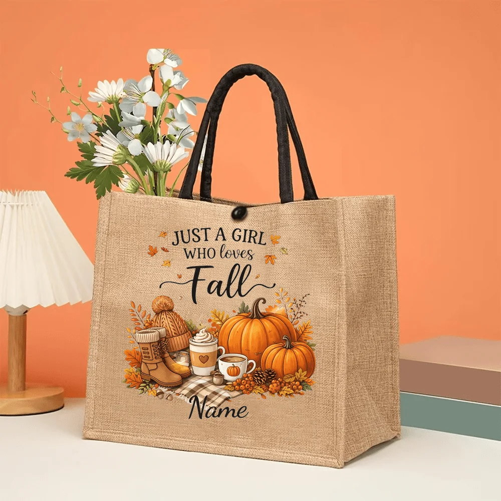 Personalized Custom Linen Tote Bag Halloween Themed Large Capacity Shopping Bag Fashion Handbag Halloween Gifts Men and Women