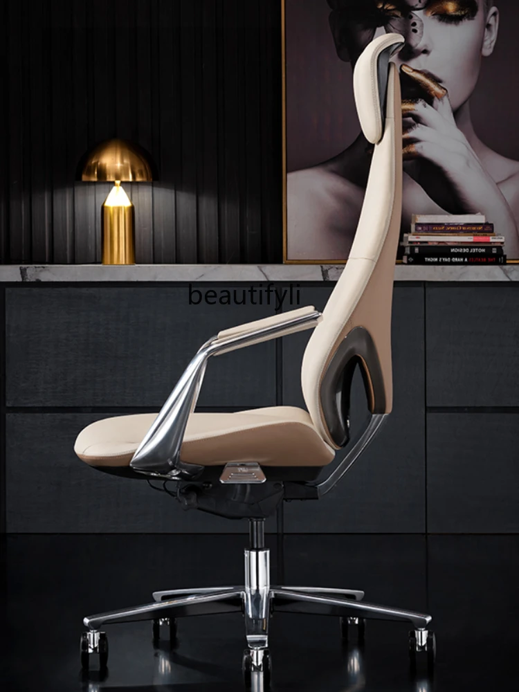 Leather Executive Chair Office Chair Ergonomic Chair Computer Chair Long Sitting Comfortable Back Seat