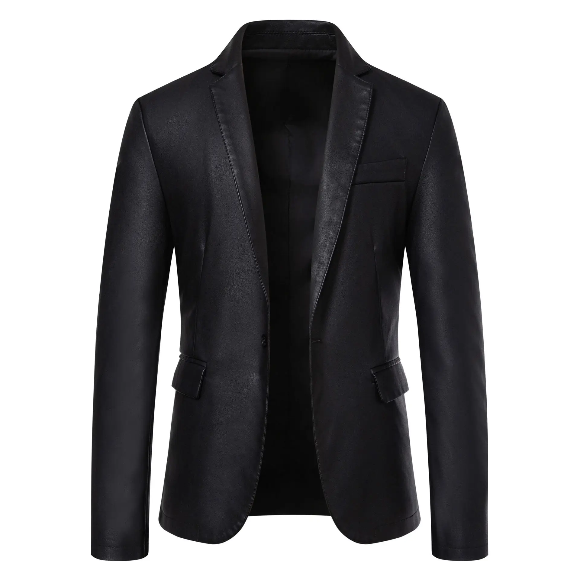 2026 New Slim Fit Leather Coat Casual Small Suit Men Korean Style Popular Jacket Trend