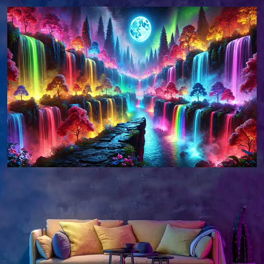 VIKAMA مسحور توهج شلال نسيج تموج الماء ضوء القمر التدرج غرفة المعيشة رومانسية موضوع غرفة الفن الديكور