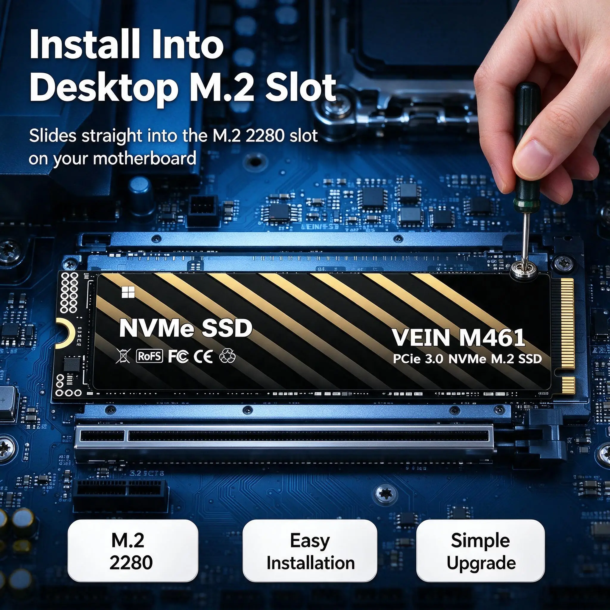 VEIN M461 M.2 NVMe Inside Solid State Drive, 500GB/4TB/1TB/2TB, High Performance Storage, Laptop, Desktop, Gaming, PC.
