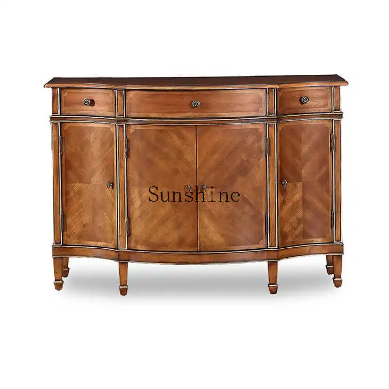 

Hong Kong-style light luxury leisure solid wood TV storage dining table side locker