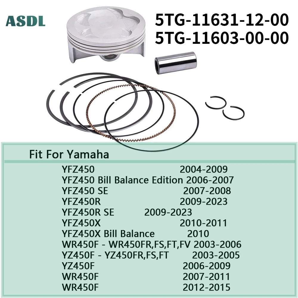 

Motorcycle Engine Piston Rings Bore 95mm Bore For Yamaha YFZ450 YFZ450R YFZ450X 04-2023 WR450F 2003-2015 YZ450F 5TG-11631-12-00