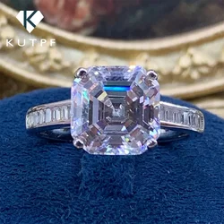Certified 3 Carat Asscher Cut Moissanite Engagement Rings For Women 925 Sterling Silver Square Shape Lab Diamond Wedding Ring