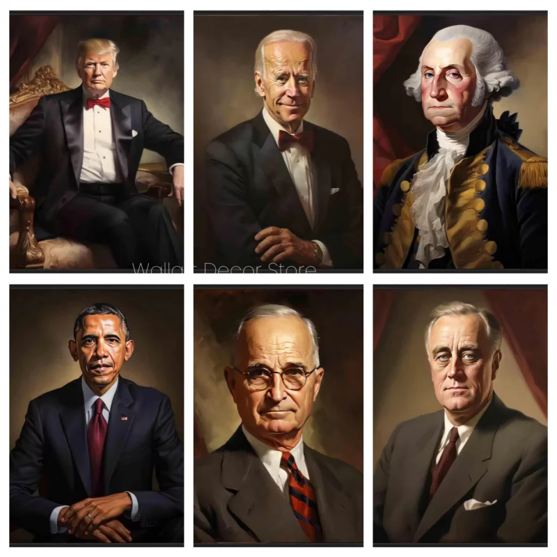 

Donald Trump Poster Joe Biden USA Presidents Portrait Art Canvas Print Patriotic Pictures Vintage Wall Paintings for Room Decor