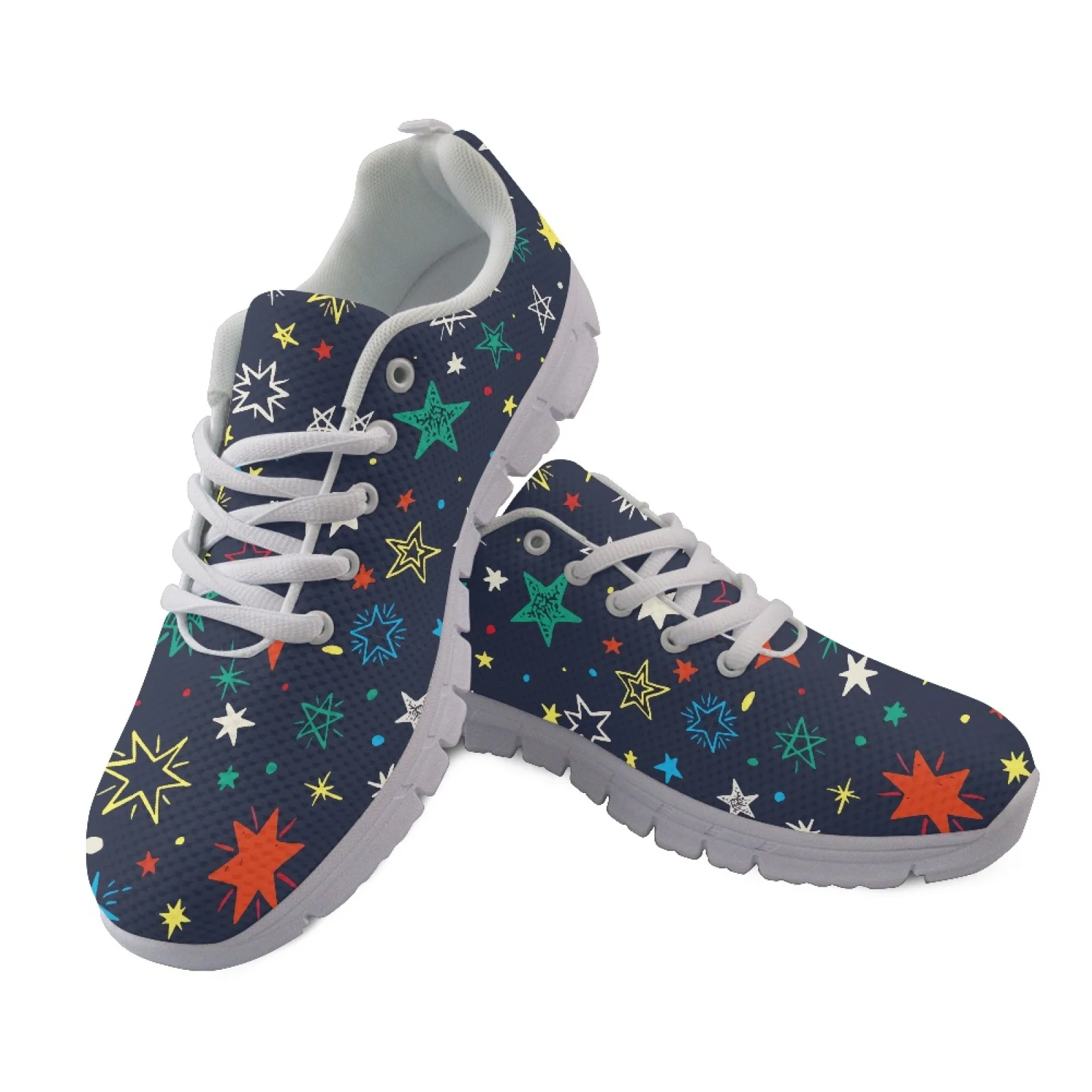 Coloranimal Galaxy Music Note Fitness Shoes Mesh EVA Sole Lace up Athletic Trainers for Women Running Walking Outdoor Camping
