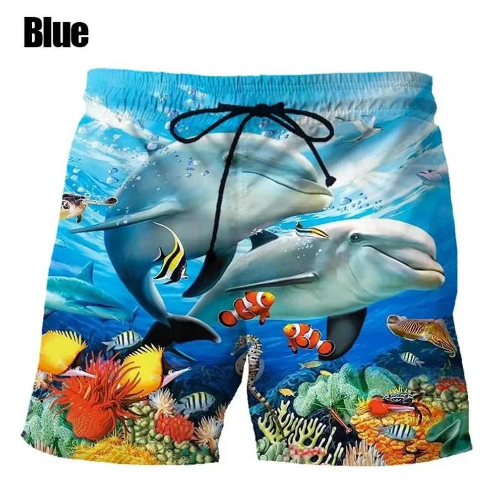 Calções de Praia Padrão Golfinho Masculino, Estampado 3D, Moda Casual, Festa Havaí, Verão, S-2XL