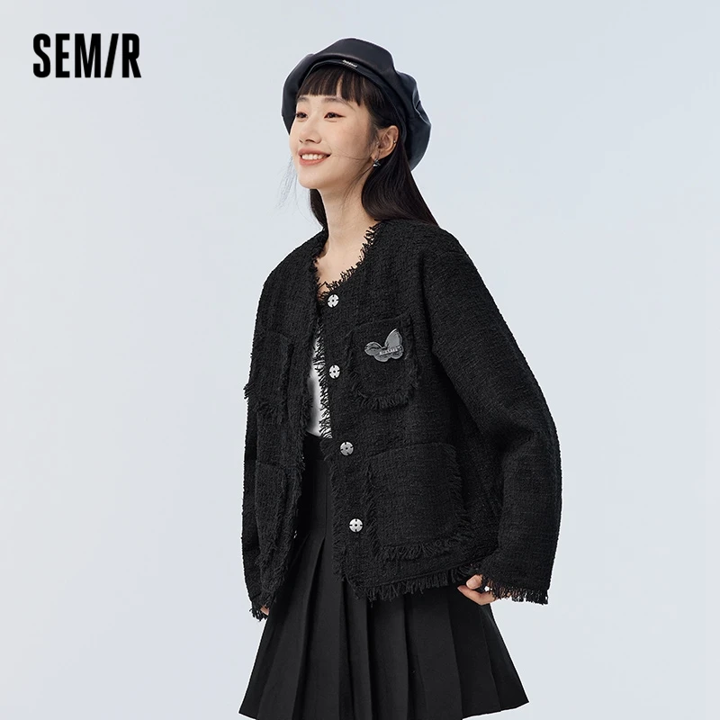 

Semir Coat Women Fur Hem Loose Personality Casual 2023 Spring New Sweet Cool Street Small Fragrance Coat Versatile