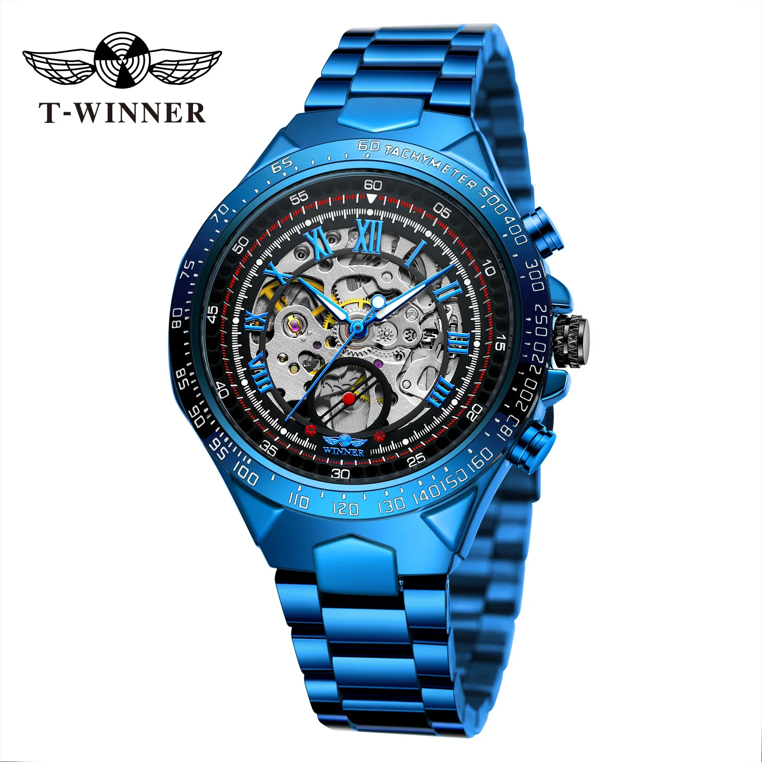 Fashion Winner Top Brand Mechanical Sport Design Bezel Luxury Golden Full Steel Watches Mens Montre Homme Men Automatic Skeleton