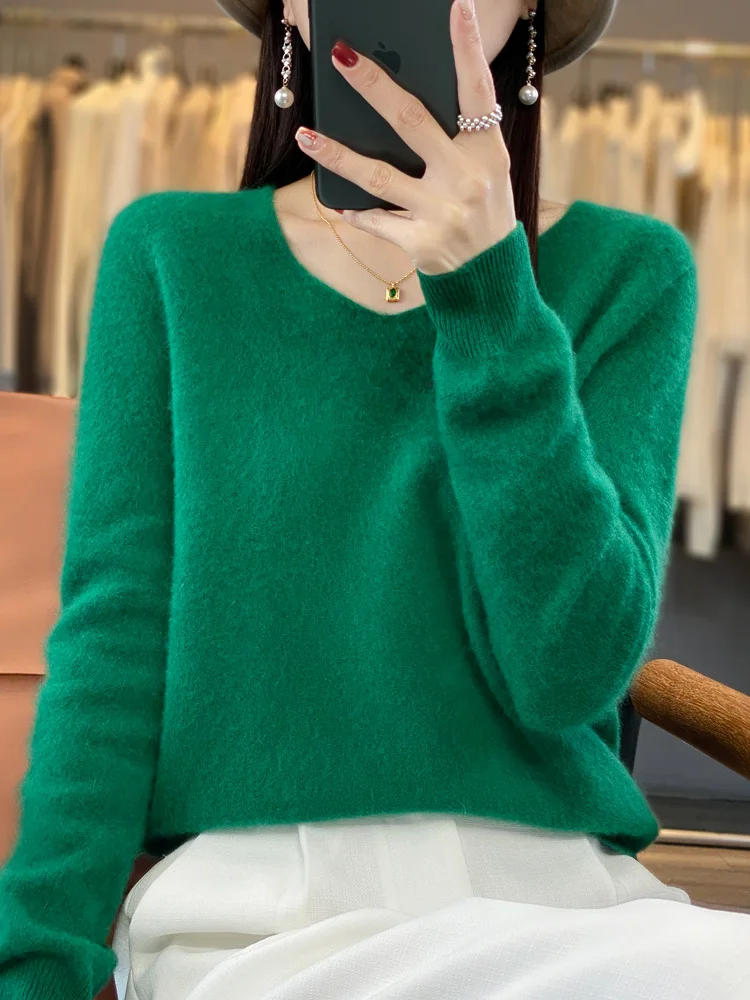 2025 neue Herbst Und Winter Mode First-Line Pullover 100% Reiner Wolle frauen V-ausschnitt Pullover Gestrickte Basis DMR201