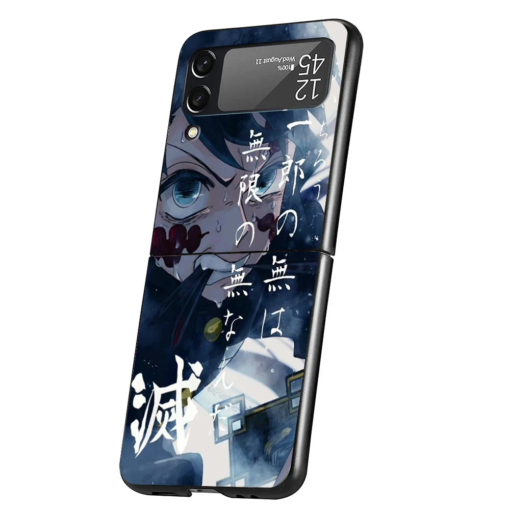 Funda de teléfono Demon Slayer Tokitou Muichirou para Samsung Galaxy Z Flip 6 5 4 3 5G ZFlip6 ZFlip5 ZFlip4 ZFlip3, color negro