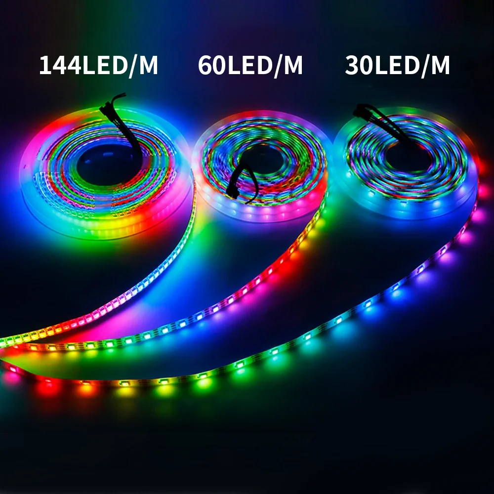 WS2815 (WS2812B WS2813 diperbarui) RGB LED pixel Strip cahaya SPI secara individual disesuaikan LED Dual-sinyal 30/60/74/96/144 Leds/m