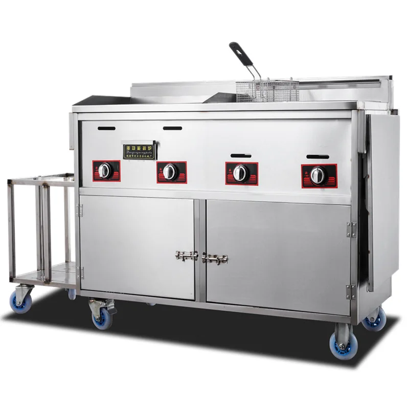 Multifunctional commercial street food cart, push food cart, baking pan, fryer, barbecue, snack cart move