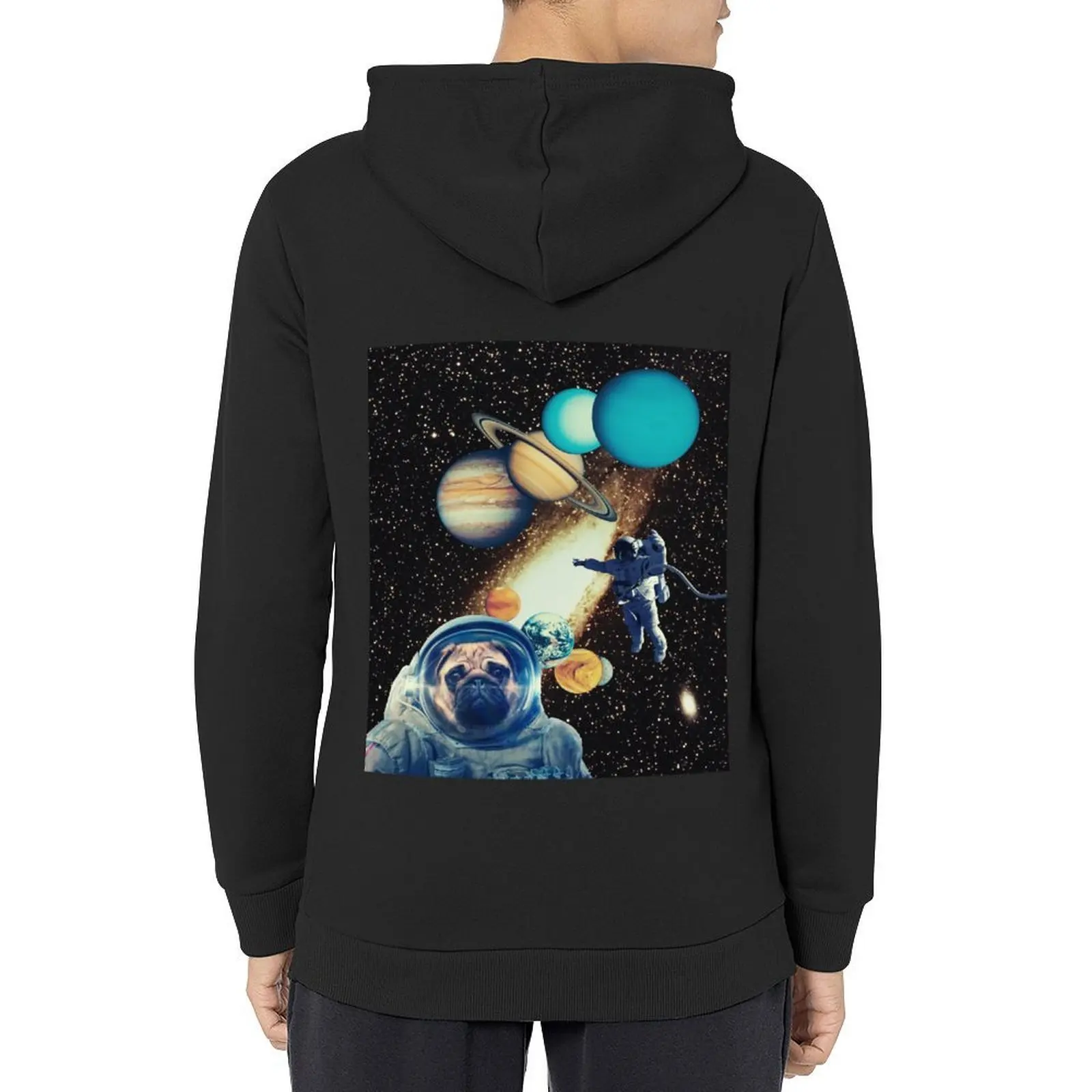 

Space pug // dog in space retro futurism collage artwork Hoodie men clothes autumn jacket men graphic t shirts men autumn hoodie