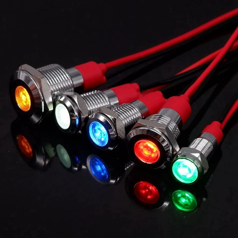 20Pcs 6Mm Metal LED Warning Indicator Light Signal Lamp Pilot Onboard Display Lights With Wire 3V