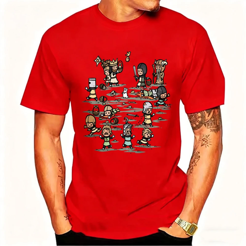 Monty Python Rabbit Easter T-Shirt Cartoon Knights & Easter Eggs Graphic Tee Funny British Comedy Top for Monty Python Fans view 4