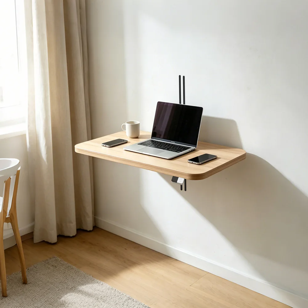 Simple and modern wall-mounted liftable embedded home milk tea shop cafe balcony multi-functional dining table