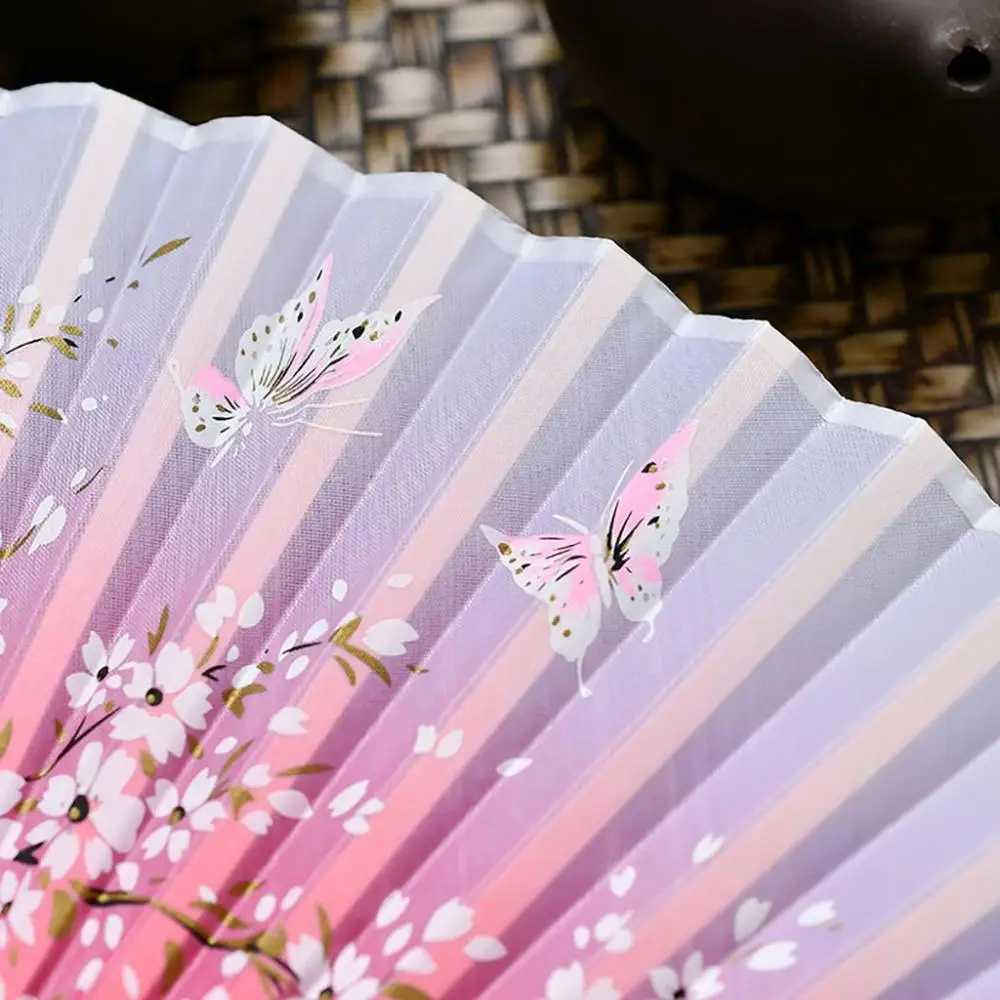 1 pcs Multi-pattern Vintage Style Handmade Colorful Bamboo Wooden Fan Crafts Folding Fan Home Decoration Dance Hand Fan