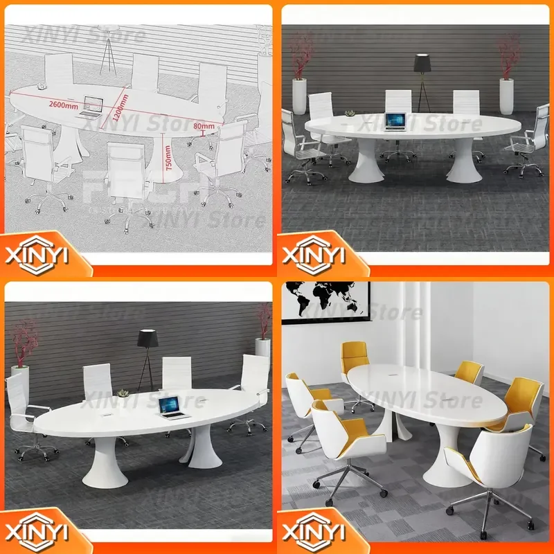 Latest Design Modern Oval Office Boardroom Furniture for White Wooden Conference Desk Meeting Table for Home Office Workspace