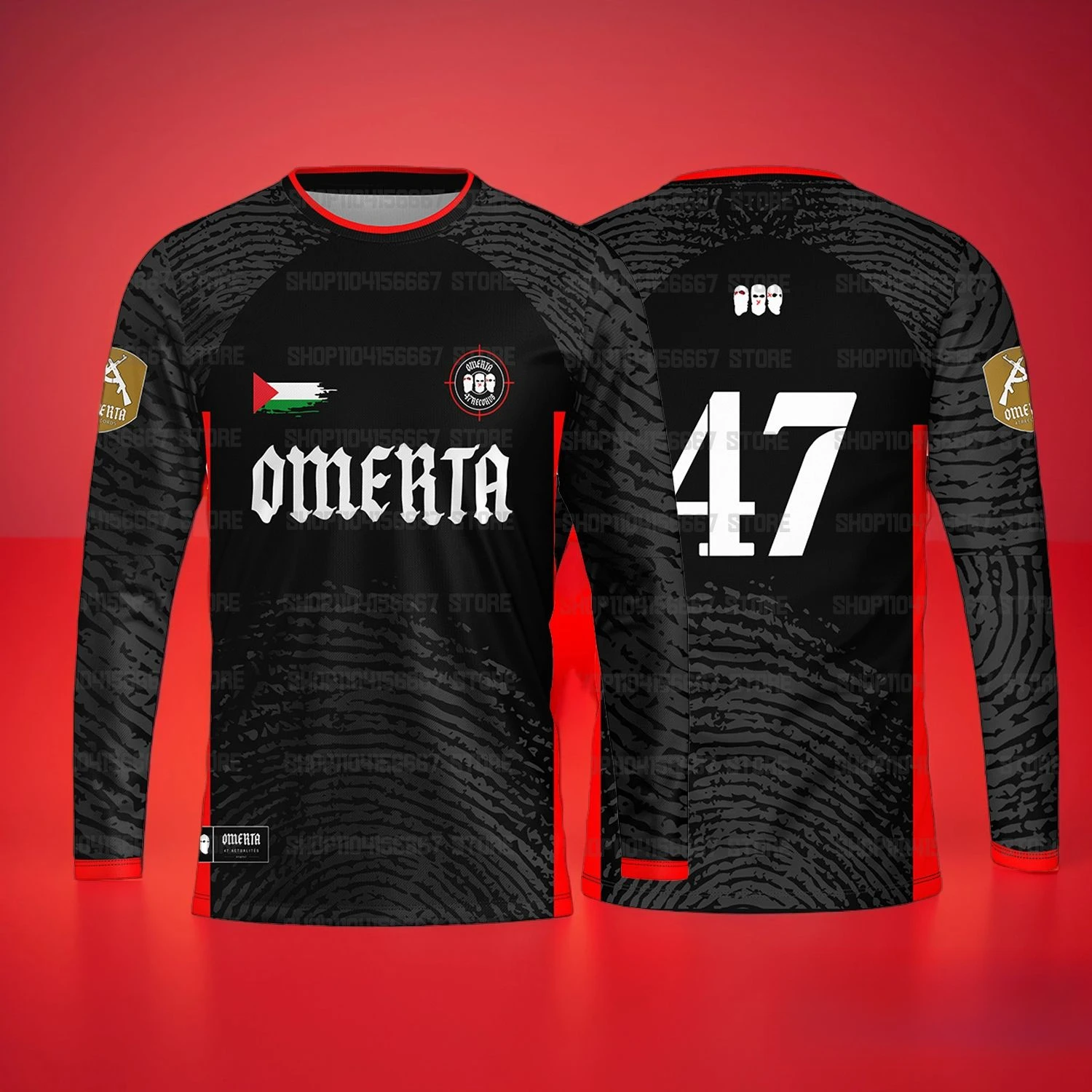 

Ometa boxing # 47 fan jersey off-road racing men's long sleeved women's jersey sports casual breathable T-shirt