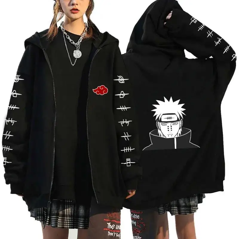 Harajuku Anime Zip Up Hoodies For Men Women Jackets Autumn Winter Fleece Sweatshirts Loose Comfortable Warm Hooded Streetwear