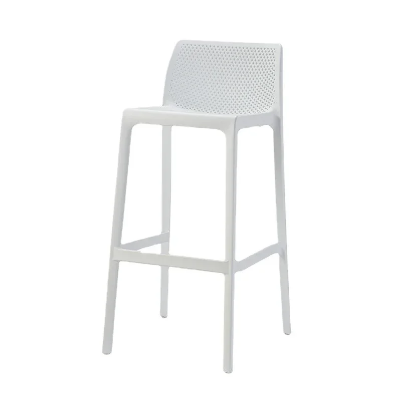 Nordic style simple plastic bar chair plastic bar chair hollow design stackable home bar front desk high chair