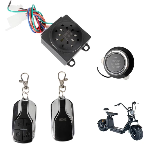 Imagen 2 del producto Alarma de 36V-72V, dispositivo antirrobo de arranque y parada de motor de 1 tecla, bloqueo de Control remoto, llave de coche para patinete eléctrico Harley Citycoco