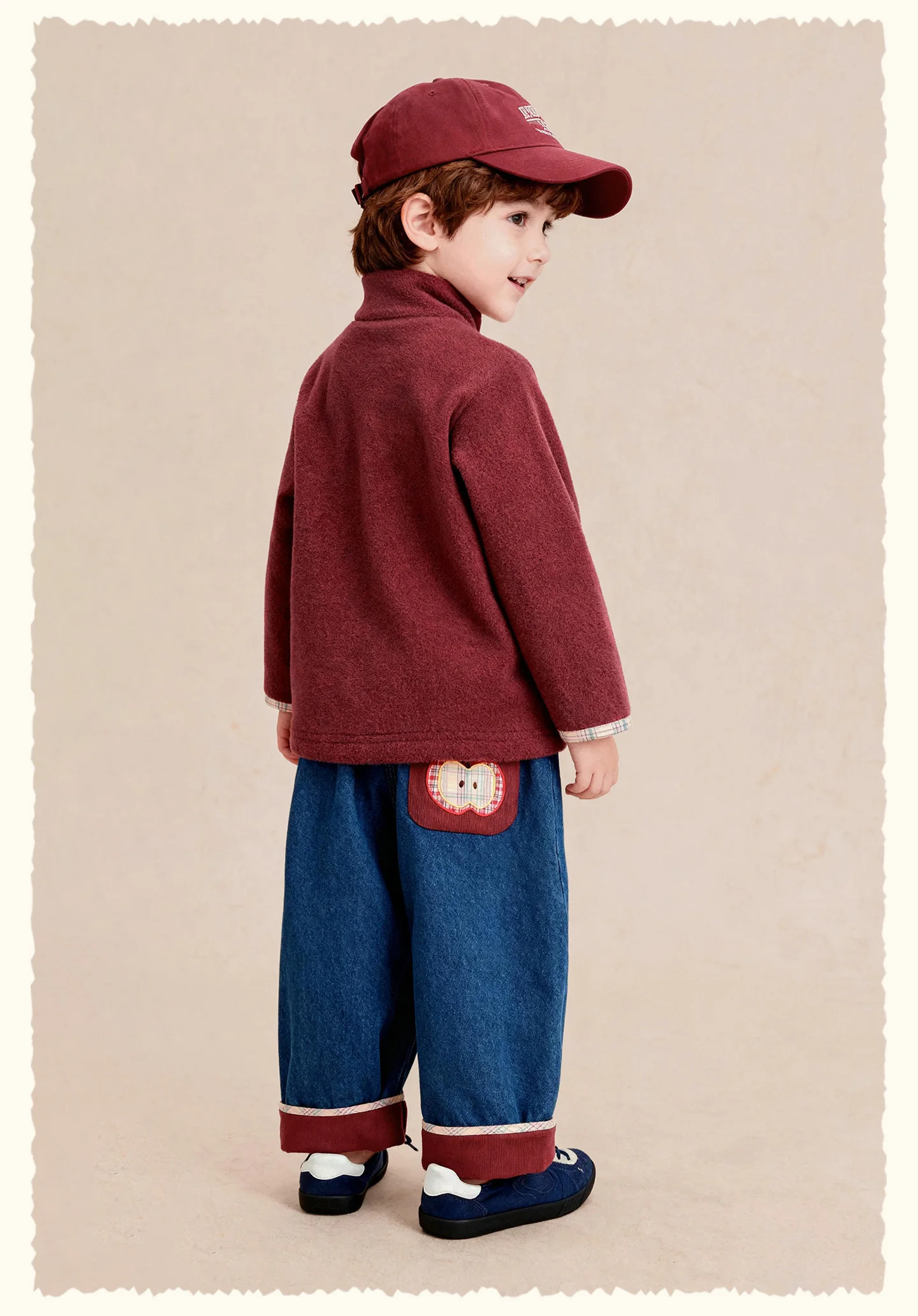 Amila 2026 Herbst Neue Kinder-Jeanshose mit Umschlagbündchen, Vintage-Waschung, gerolltem Saum, weitem Bein, weich, vielseitig für den Alltag – Detail 19