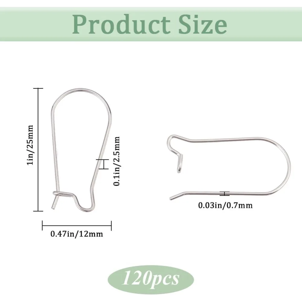 1 Box 120Pcs  Wire Earring Hooks Ear Wires Stainless Steel Drop Long U Shaped Hoop Earwires Teardrop Dangle Earring - view 2