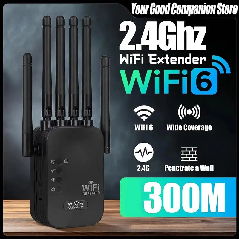 WiFi 6 Dual Network Interface Repeater 300Mbps High Speed Signal Amplifier for Large Home Coverage Seamless Connection