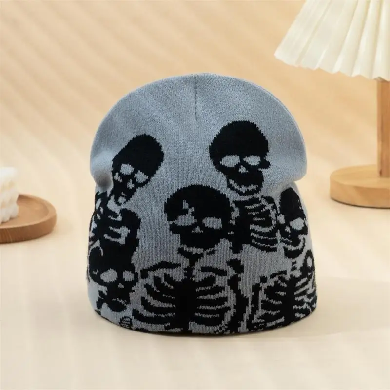 

652F Teens Halloween Jacquard Knit Hat Ear Protecting Winter Driving for Girl