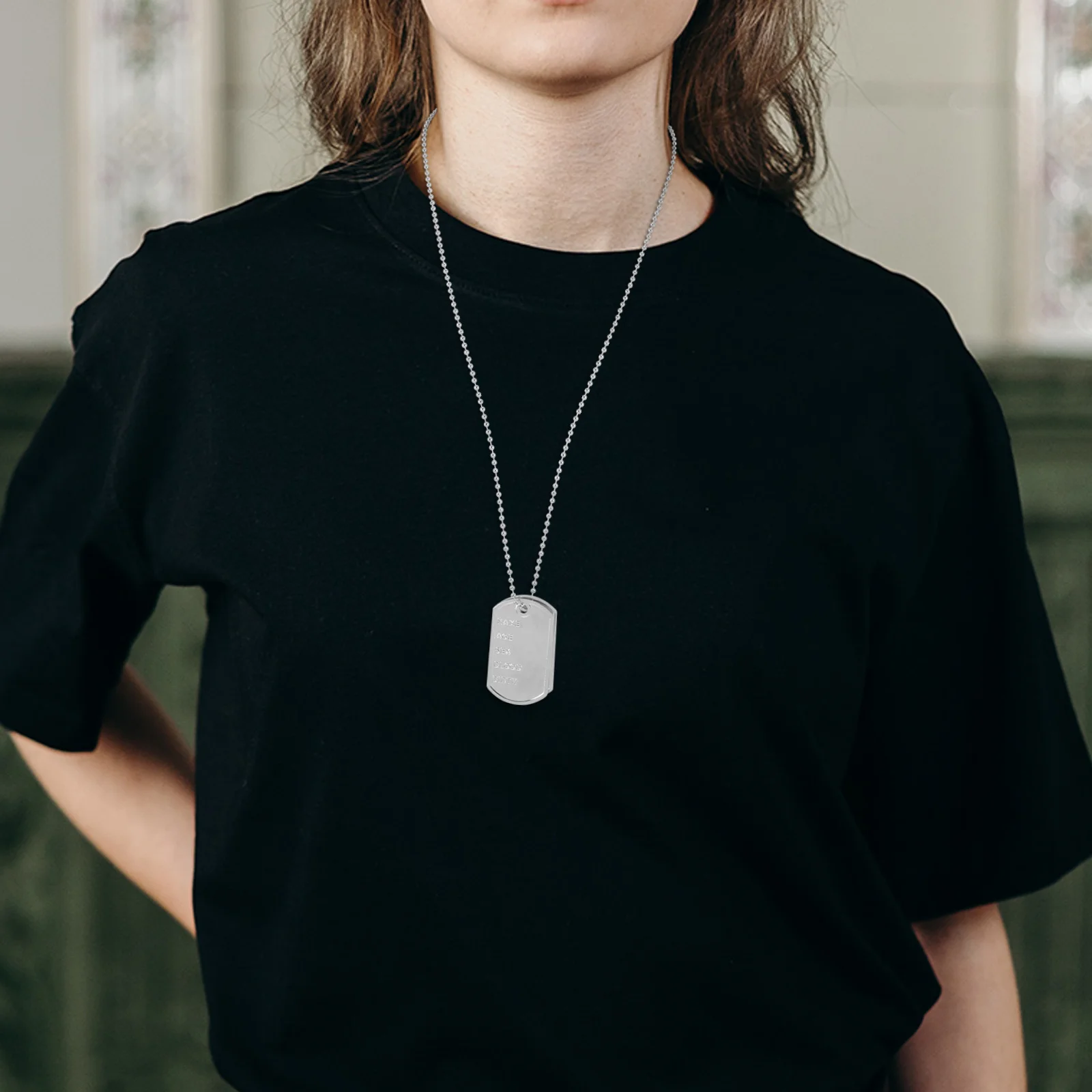 1 مجموعة علامة الكلب قلادة للرجال العسكرية نمط سلسلة بدلاية دائم الإكسسوارات تأثيري لعب الأدوار هدية الرجال المجوهرات