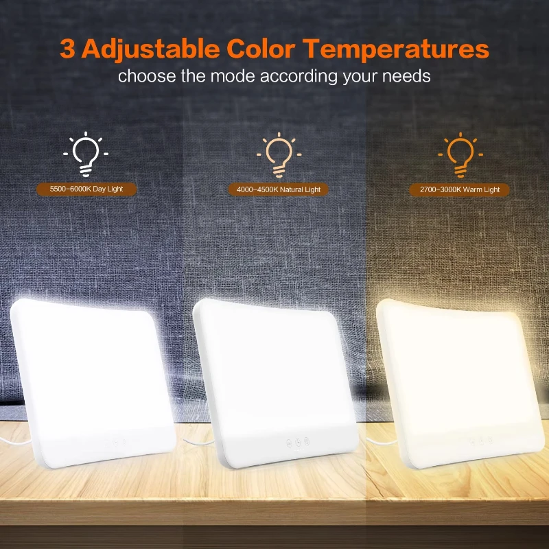 

Portable 3000k-6000k Happy Mood Light Dimmable Winter LED Night Lights Anti Depression SAD Therapy Lamp
