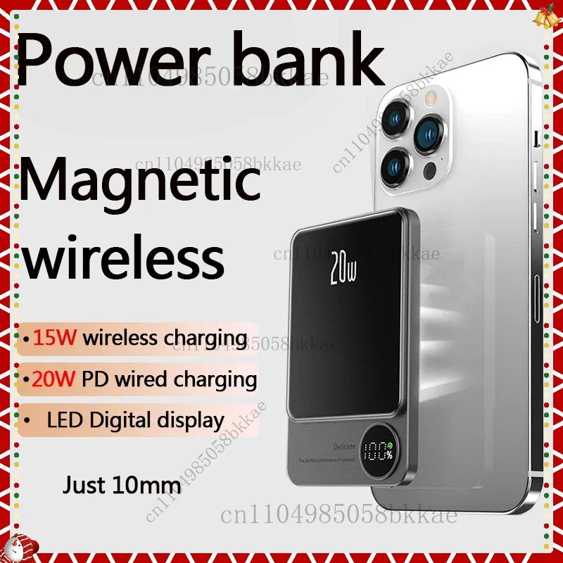 

10000mAh Alloy Macsafe Powerbank Magnetic Power Bank Wireless Fast Charger For iPhone 15 14 13 12 11 Backup battery For Magsafe